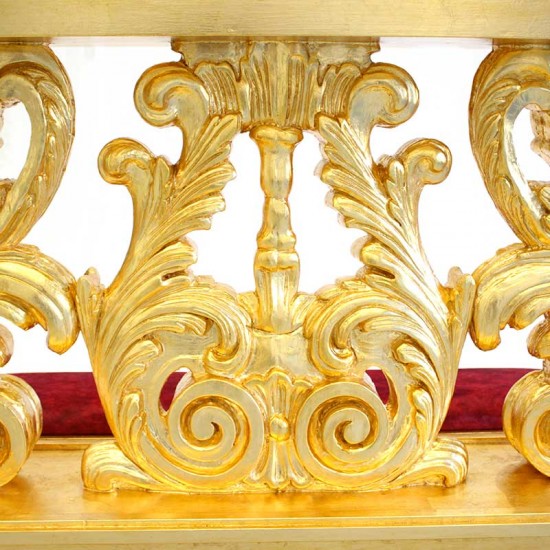 Baroque style kneeler in carved wood 120x60x80 cm