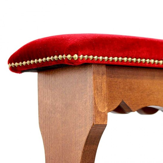 Single wooden kneeler with velvet 60x85x50 cm
