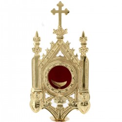 Gothic style reliquary in golden brass 46 cm