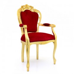 Armchair in gilded wood with gold leaf 103 cm