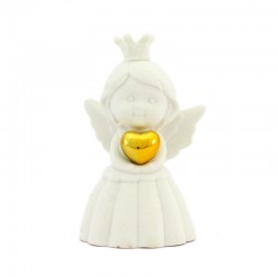Porcelain Angel with crown and heart 10 cm