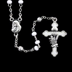 First Communion Rosary enamelled Cross Bead 4 mm