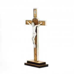 Olive Wood St. Benedict Crucifix 21x10 cm