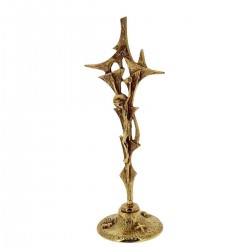 Golden brass table crucifix 26 cm