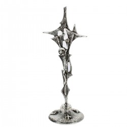 Silver brass table crucifix 26 cm