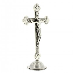 Silver metal table crucifix 4 Evangelists 15x27 cm