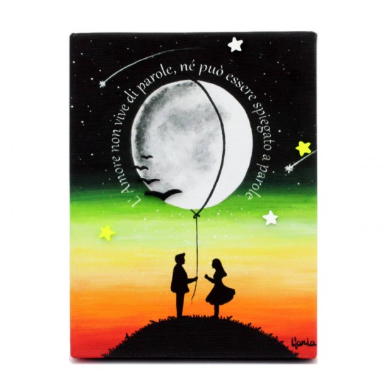 Canvas Painting Painted Words Moon 15x19 cm