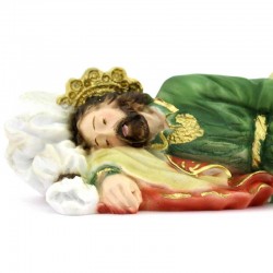 Sleeping Saint Joseph colored resin statue 17 cm