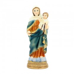 Our Lady of the Rosary statue colored resin 13 cm