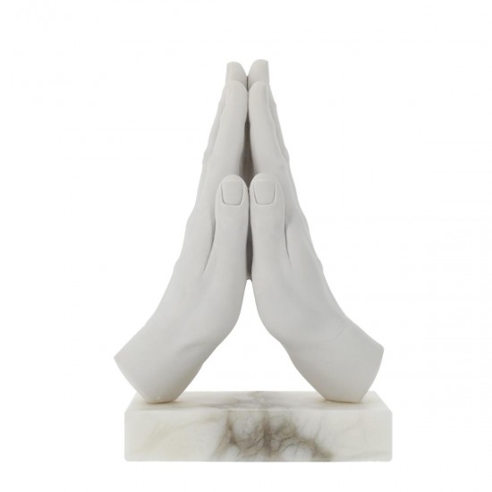 Escultura blanca Manos en Oración 16x23 cm - 154001479