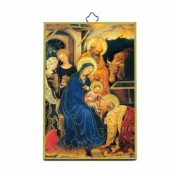 Wooden picture classic Nativity 10x15 cm