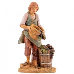 Shepherd with basket of olives in resin 19 cm Fontanini 