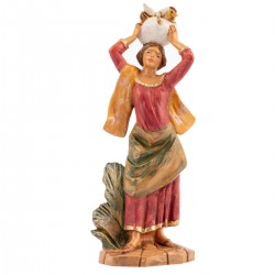 Woman with  rooster in resin 19 cm Fontanini