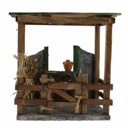 Wooden stable for nativity scene 20x19x14 cm