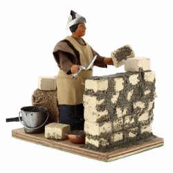 Moving Bricklayer scene in dressed terracotta 12 cm