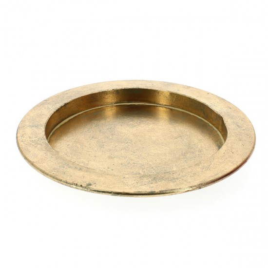 Vassoio decorativo in metallo dorato antichizzato Diametro 39 cm
