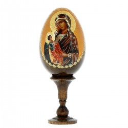 Russian wooden egg Virgin with Child 13 cm