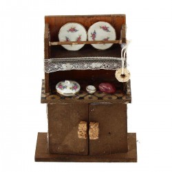 Wooden sideboard with plates for 9.5x13x4.5 cm nativity