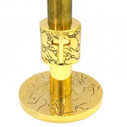 Golden thurible holder with perforated crosses 120 cm