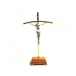 Metal and Olive Wood Curving Crucifix 22x11 cm