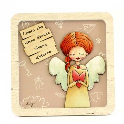 Love wooden picture double level 19x19 cm