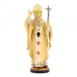 Saint John Paul II statue in painted wood 32 cm