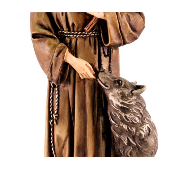 Resina San Francesco e il lupo Assisi Made in Italy benedizione dipinta a mano 