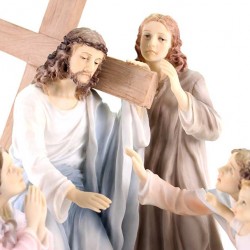 Jesus at the Calvary Colored Resin Statue 29 cm