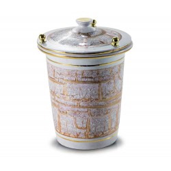 White Cinerary Urn with Marbled Gold 20x30 cm