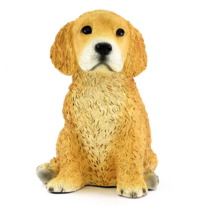 Cane Golden Retriever Cucciolo In Resina Siliconica Colorata 18x25 Cm