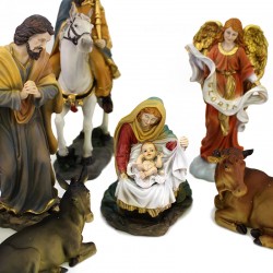 Full Nativity with Wise Men on animals 20 cm 10 pieces