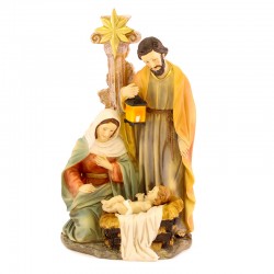 Classic Nativity group in colored resin 28 cm