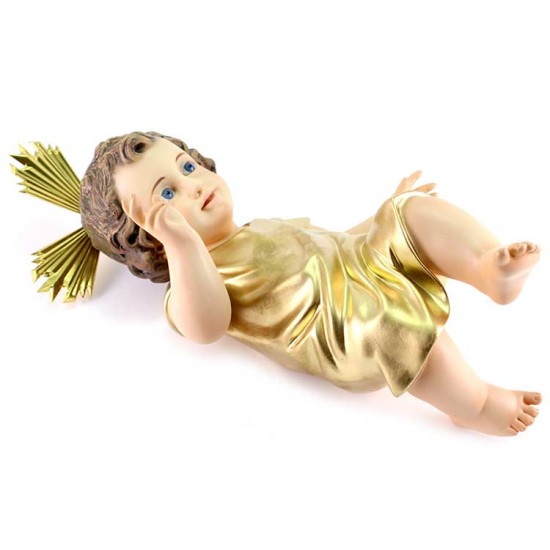 Niño Jesús en pasta de madera con vestido dorado 35 cm