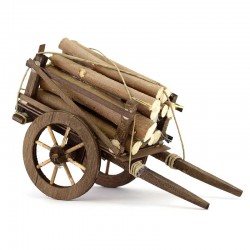 Cart with Logs for Nativity Scene 10x18x8 cm