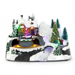 Moving Christmas Village with luminous river and music 15,5x24x15 cm Luville