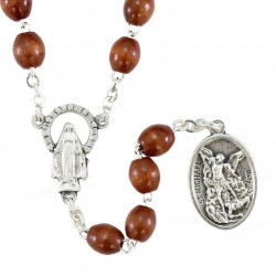 Rosary St. Michael Archangel in wood Bead 8x6 mm