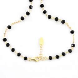 Rosary golden silver and black glass Bead 4 mm 
