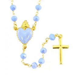 Rosary golden silver and light blue glass Bead 4 mm 