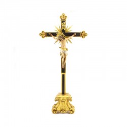Wood and Gold foil Baroque Crucifix 31x65 cm
