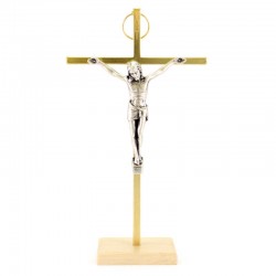 Bicolor Metal Altar Crucifix 11x20 cm