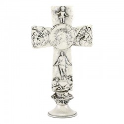 Scenes from the life of Jesus Table Cross in metal 19 cm
