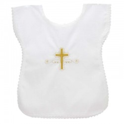 Baptism Tunic Cotton Blend Golden Cross embroidery