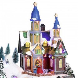 Moving Christmas Village with luminous church and train 44x31x26 Luville