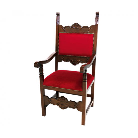 Carved Wood and Velvet Fratino Armchair