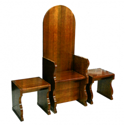 Solid Wood Throne with Stools Gothic Style