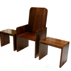 Solid Wood Throne with Stools Modern Style