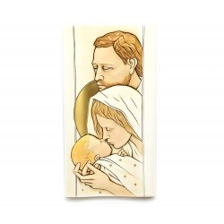 Colored Ceramic Holy Family Image 30x16 cm Shan Collection