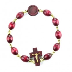 Elastic Rosary Bracelet Wooden oval grain 6x4 mm