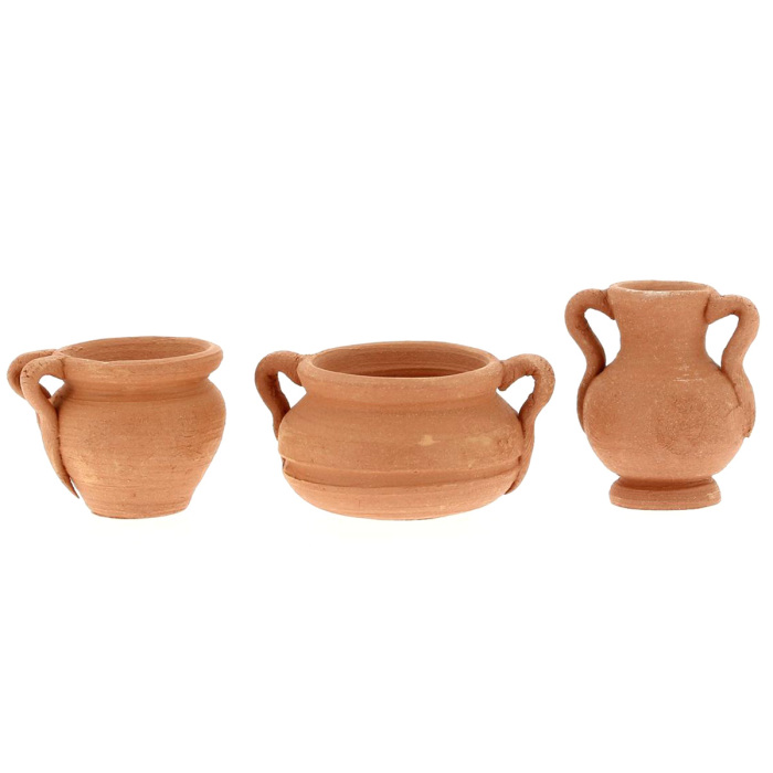 Set 3 Vasi in terracotta per presepe 2,5 cm