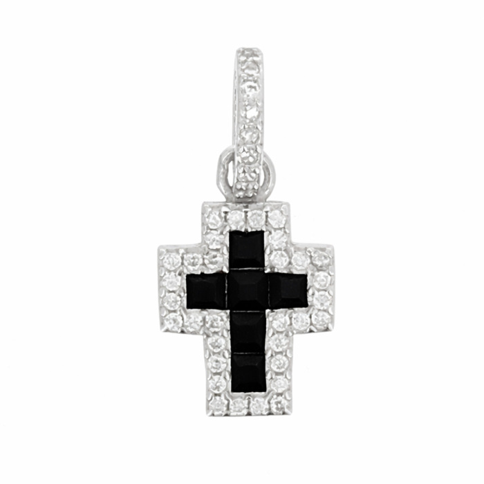 Cruz de Plata con Circonitas Oscuras 9x11 mm